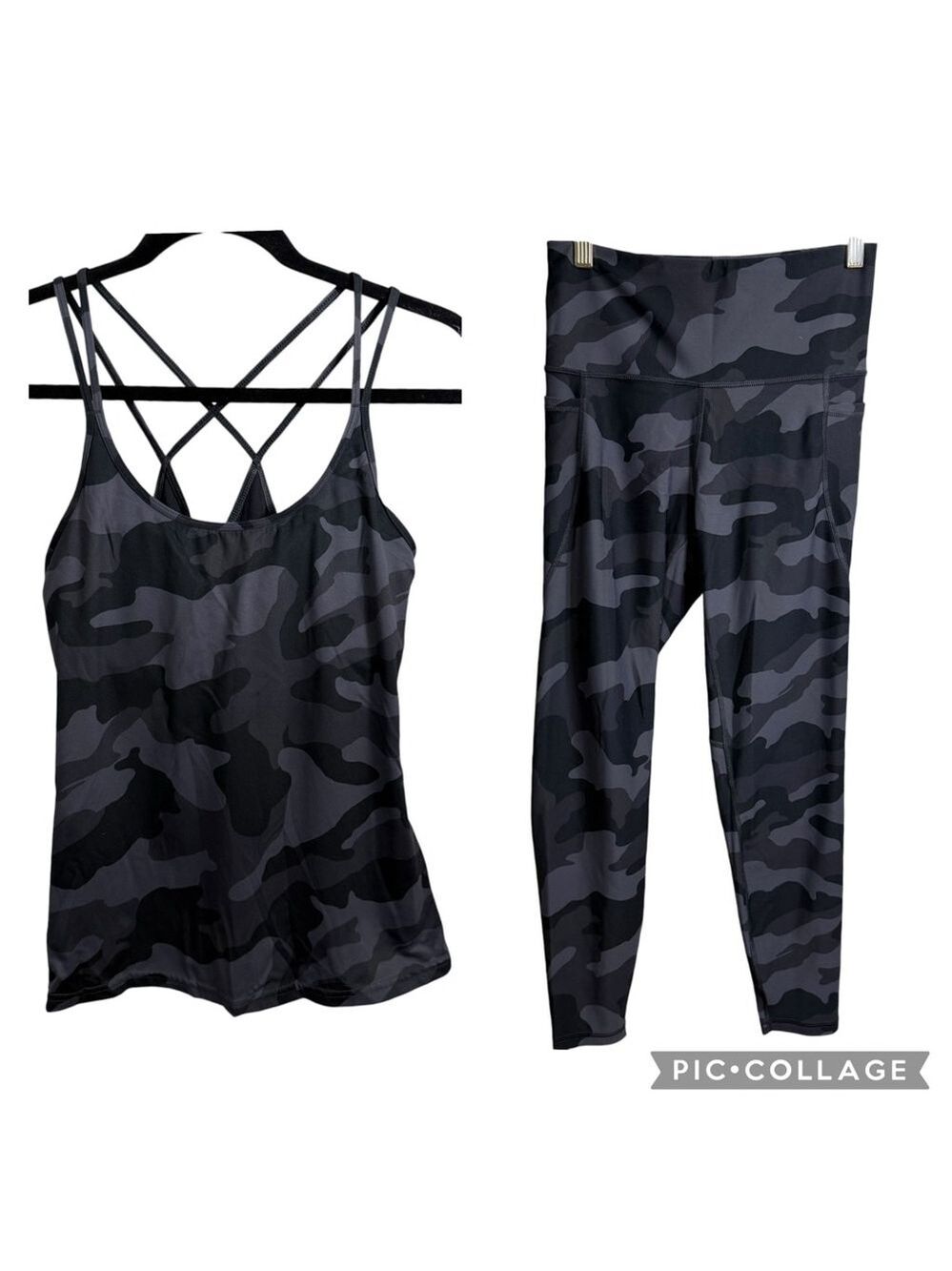 Old Navy Active‎ Set Medium Gray Camo Tank Top & Leggings